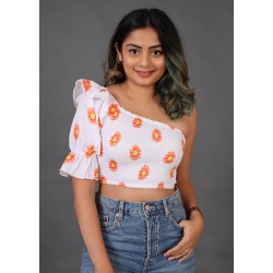 Smocked Cut Out Shoulder Top!