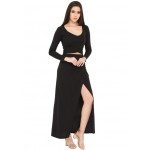 All Black Overlapping Skirt Set