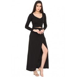 All Black Overlapping Skirt Set