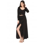 All Black Overlapping Skirt Set