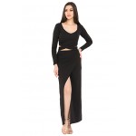 All Black Overlapping Skirt Set