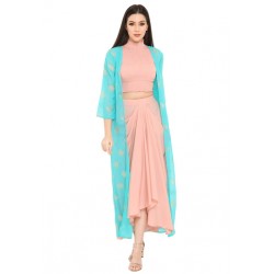 Colour Block Draped Skirt Set