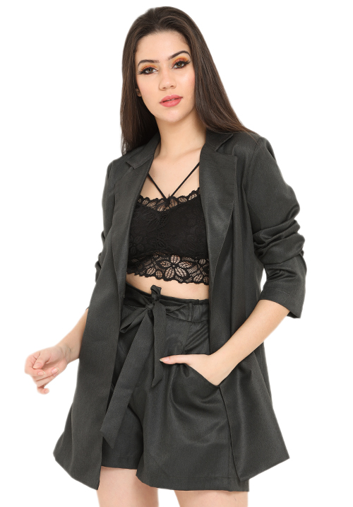 Blazer and Tie Up Shorts Set!