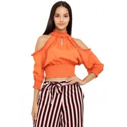 Smocked Cold Shoulder Top